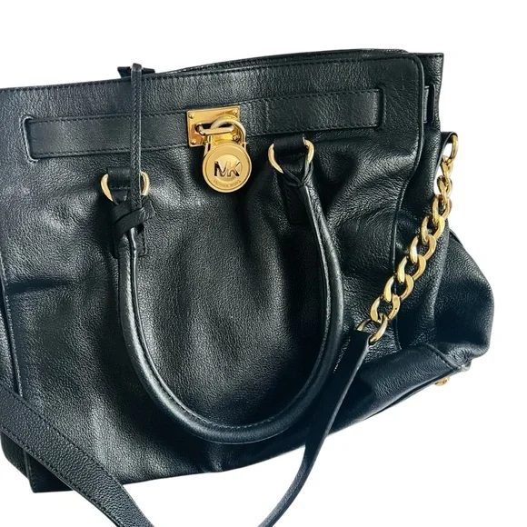 Michael Kors Black Shoulder Bag with Gold Accents - Picture 7 of 10